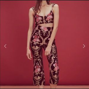For love & lemons brocade crop pants and top